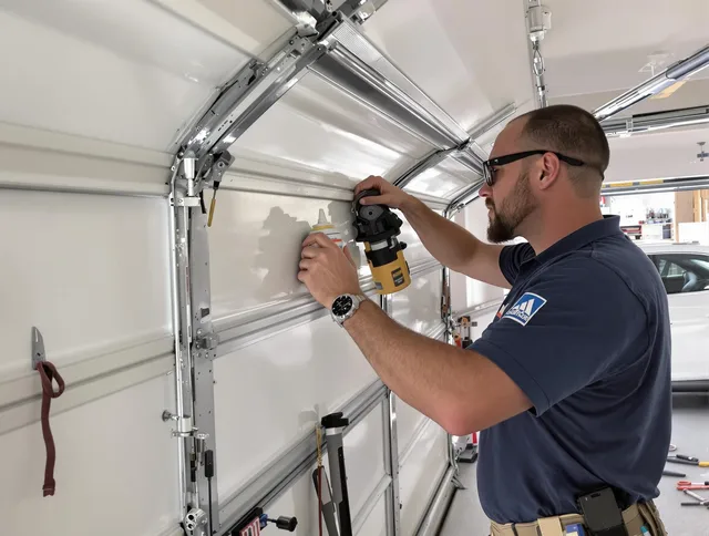 Colorado Springs Garage Door Repair technician quieting a noisy garage door in Colorado Springs