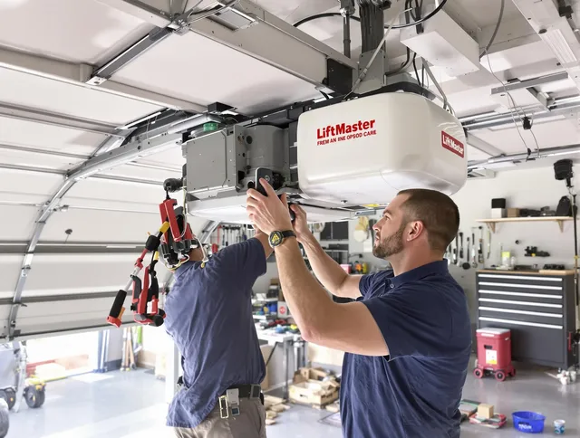 Colorado Springs Garage Door Repair technician performing advanced diagnostics on garage opener in Colorado Springs